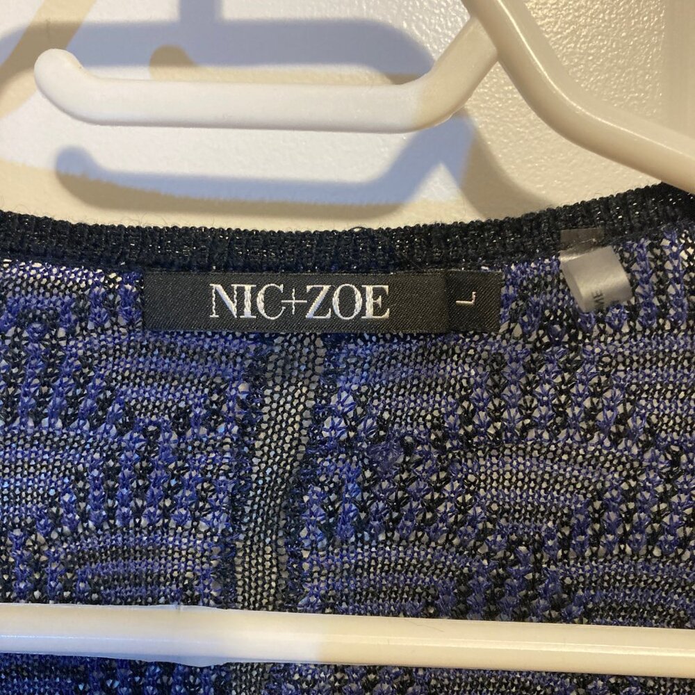 #106, Nic and Zoe Navy Blue Lightweight Open Waterfall Cardigan, Size Large - Picture 4 of 5